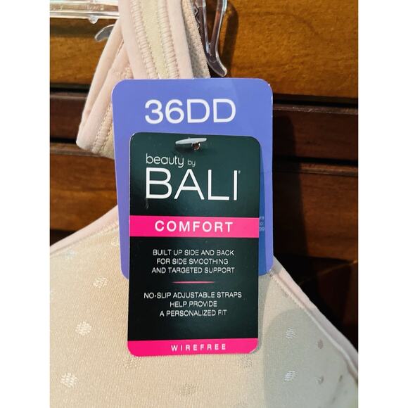 Beauty by BALI Wireless Bra #DFB540 Beige Dot Size: 36 DD NWT $44 - Picture 3 of 6